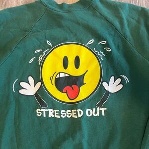 Green Sweatshirt with Stressed Out Graphic